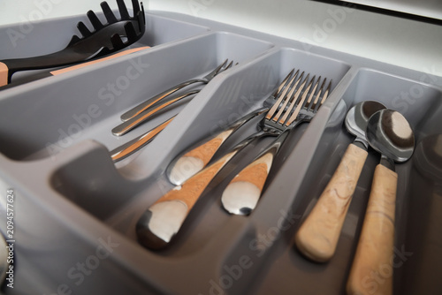 Organized kitchen drawer wi...