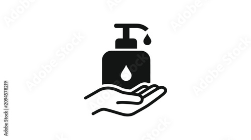 Bild auf Leinwand Hand with soap dispenser bottle icon.