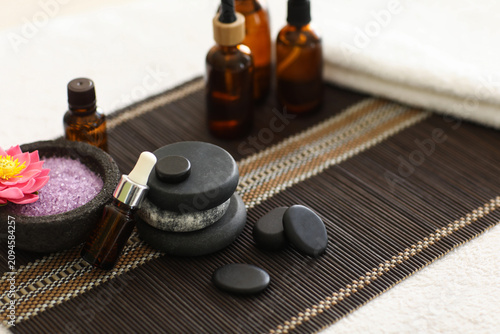 Bamboo mat with spa stones,...
