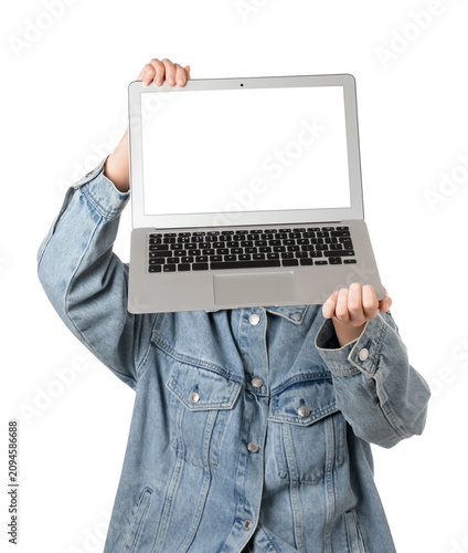 Young woman holding modern ...