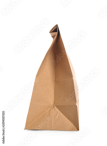 Paper bag for food on white...