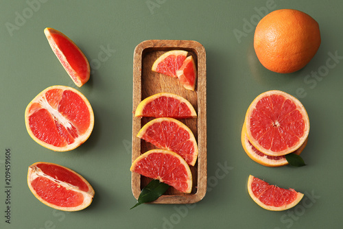 Wooden tray with pieces of ...