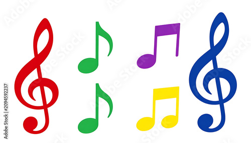 Flat design musical melody note icons vector illustration pack