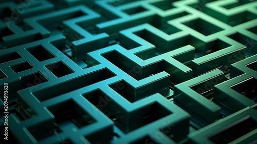 Deep teal geometric maze in shadows