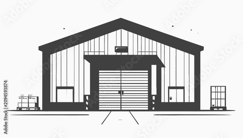 Foto Large Metal Industrial Building Structure.