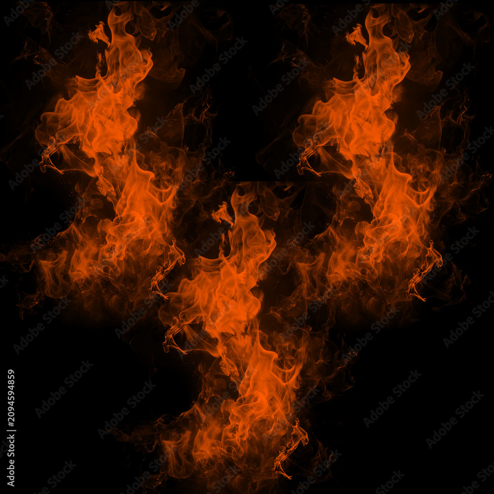 Fototapeta premium Orange Smoke Plumes on Black Background – Abstract Fire Design Element