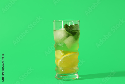 Glass of tasty lemonade wit...