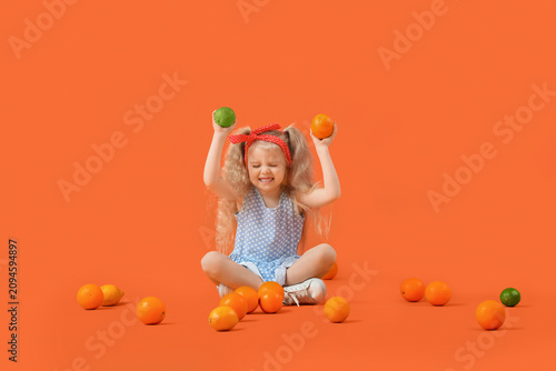 Adorable little girl with c...