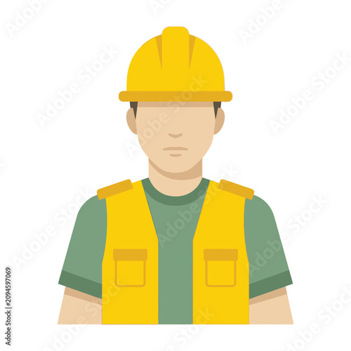Bild auf Leinwand Construction worker in yellow hard hat and vest