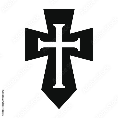 Foto Black cross symbol with white interior on white background