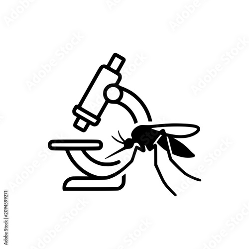 Bild auf Leinwand Mosquito Under Microscope Icon Vector Illustration