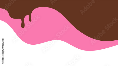 Fotografía Sweet melting chocolate and pink strawberry icing glaze background