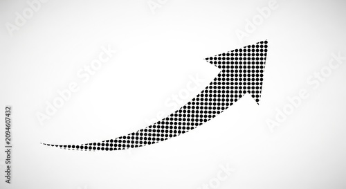 Business Growth Upward Arrow Icon with Halftone Dot Pattern Representing Success and Progress