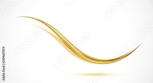 Elegant Golden Wave Line on White Background - Abstract Metallic Swoosh Curve Graphic Design Element