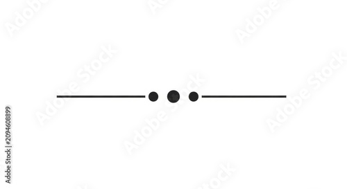 Minimalist Page Divider with Three Dots and Straight Lines, Black Graphic Element on White Background