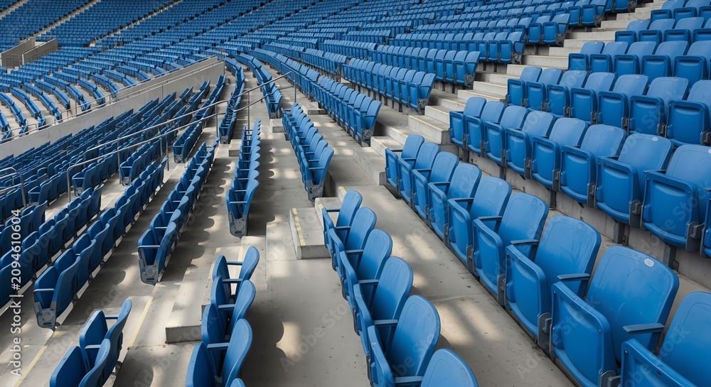 Naklejka premium Empty Stadium Seating Blue Arena Grandstands