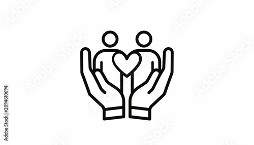 Canvas Print Hands holding heart with people.