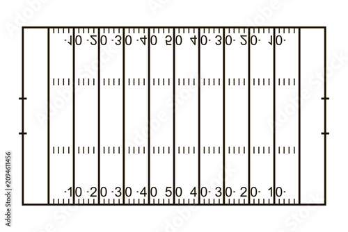 Fotografie American Football Field Diagram in Minimal Line Art Style