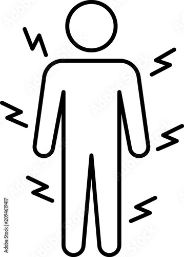 Fotografie Body aches icon showing professional human figure with muscle pain joint stiffne