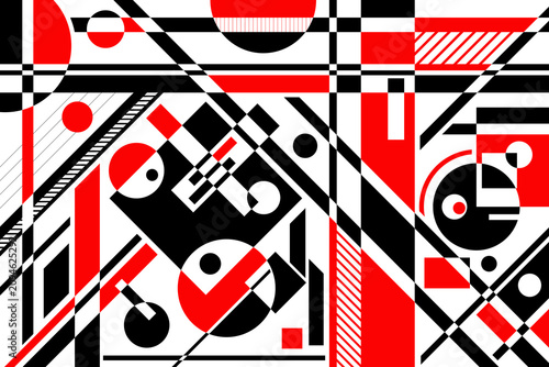 Fotografie A dynamic vector illustration in a bold geometric style, blending elements of constructivism and avant-garde art