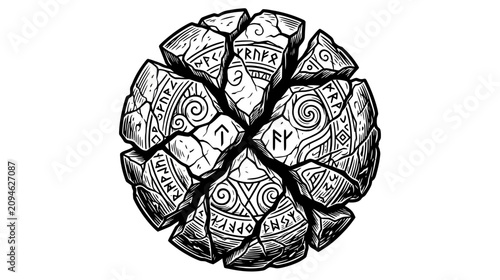 Φωτογραφία Ancient Rune Stone Fragmented Orb Symbol
