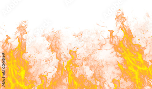 Billede på lærred Bright Yellow Fire Flame Overlay With Abstract Smoke Effect