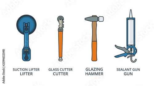 Quadro su tela Professional glass installation and glazing specialty hand tools.