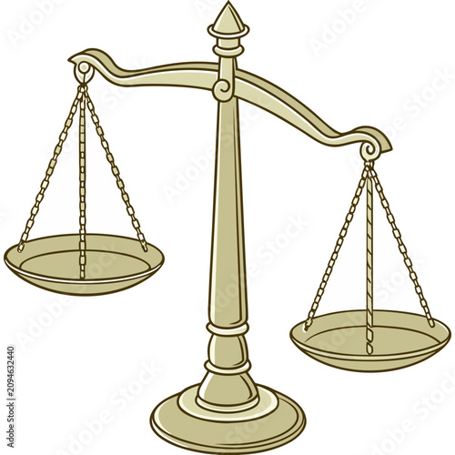 Justice Scales Balance Law and Equality Symbol Vector Illustration