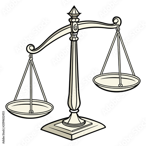 Justice Scales Balance Law and Equality Symbol Vector Illustration