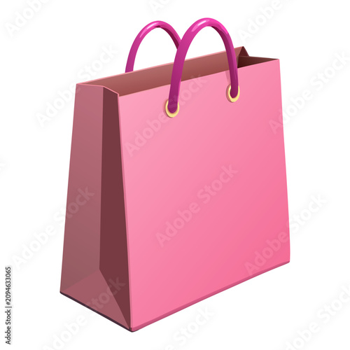 Pink Shopping Bag Mockup 3D Retail Package Illustration Ecommerce Vector Design