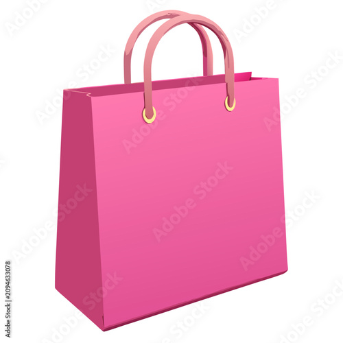 Pink Shopping Bag Mockup 3D Retail Package Illustration Ecommerce Vector Design