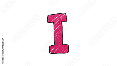 Hand Drawn Alphabet Letter I Illustration Cartoon Isolated Clipart PNG