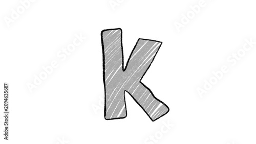Hand Drawn Alphabet Letter K Illustration Cartoon Isolated Clipart PNG