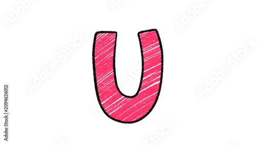Hand Drawn Alphabet Letter U Illustration Cartoon Isolated Clipart PNG