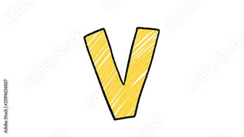 Hand Drawn Alphabet Letter V Illustration Cartoon Isolated Clipart PNG