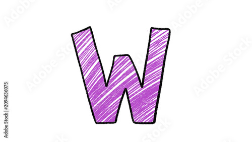 Hand Drawn Alphabet Letter W Illustration Cartoon Isolated Clipart PNG