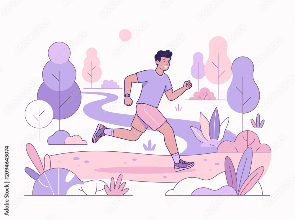 Obraz premium Healthy lifestyle concept with young man running in park