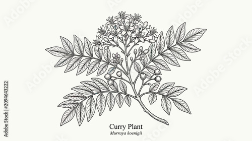 Foto Curry Plant Botanical Illustration