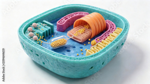 3D Illustration of Eukaryotic Cell Protein Synthesis and Secretory Pathway