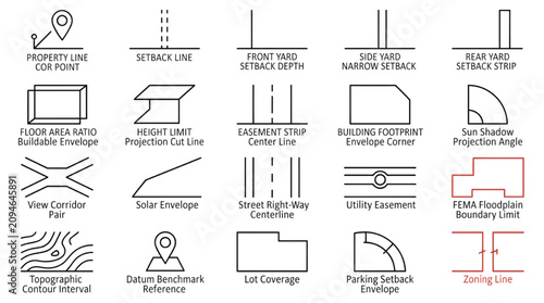 Urban site analysis and zoning icons