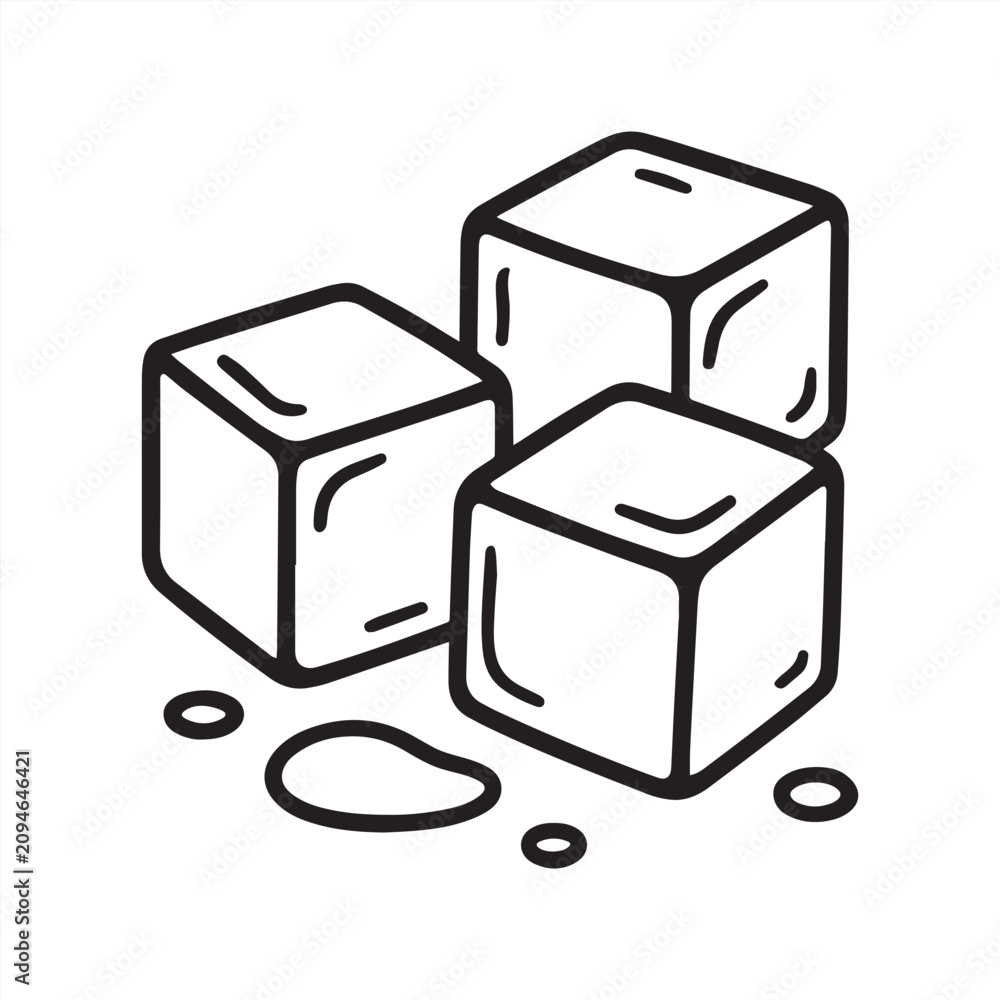 Foto Acrylic ice cubes outline icon vector