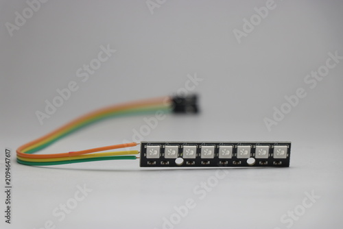 8 led ws2812b strip with soldered jumper wires for electronics