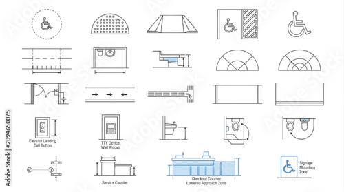 Architectural accessibility and ADA compliance icons