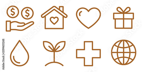Bild auf Leinwand Charity and Donation Icon Set