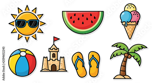 Foto Colorful summer vacation icons set 5.