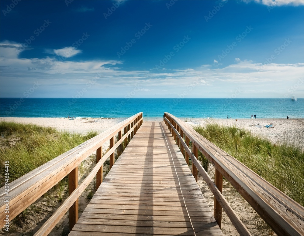 Obraz premium wooden walkway at the beach in summer