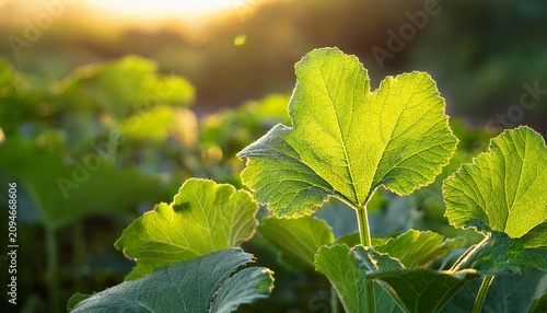 Hojas Verdes Frescas De Malva En Primer Plano Naturaleza Viva Y Organica