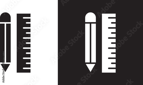 Schilderij op canvas Pencil and ruler icon