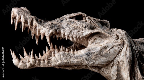 Close up of a crocodile head with mouth open