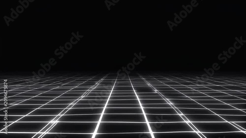 Abstract digital grid receding into the distance
